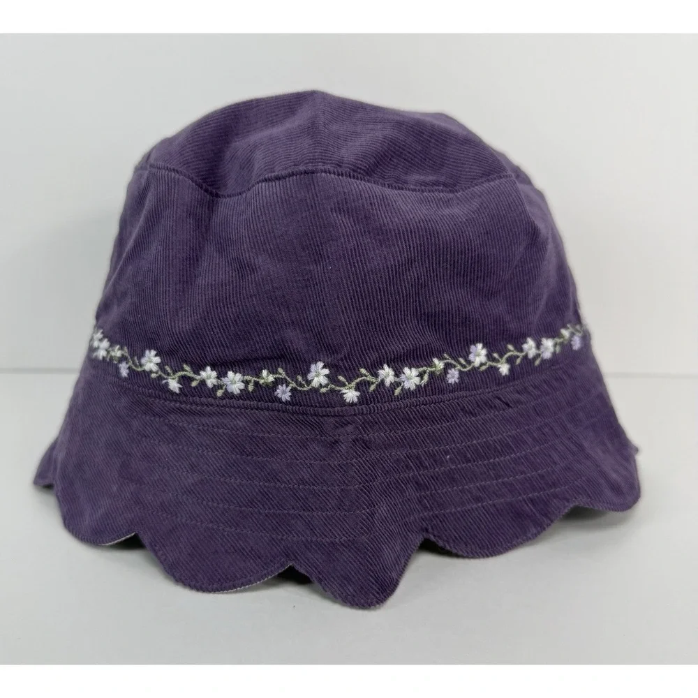 Janie & Jack purple floral corduroy bucket hat 12-24mo Toddlers